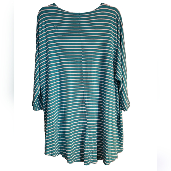 LLR LuLaRoe Striped Cardigan Teal & White M - Picture 2 of 4
